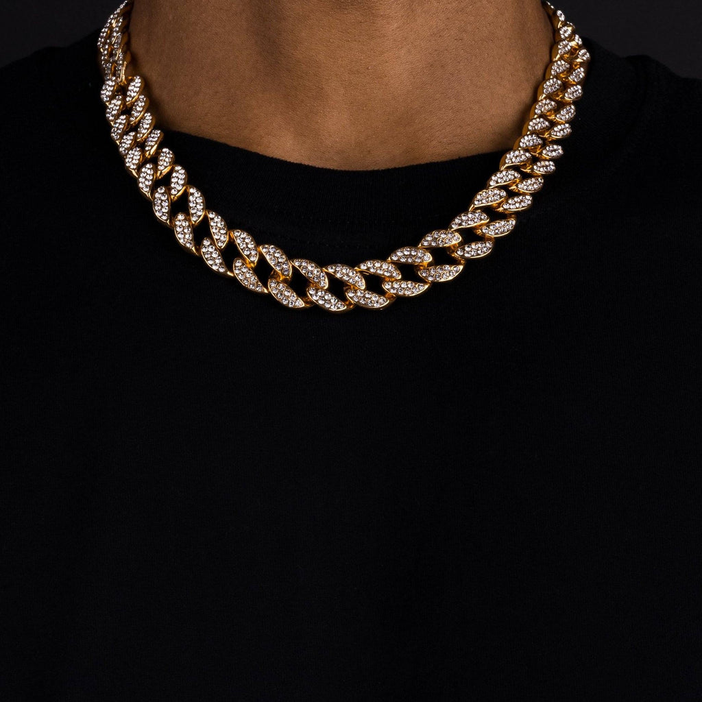 15mm Iced Cuban Chain luxcitystore 16inch Gold 