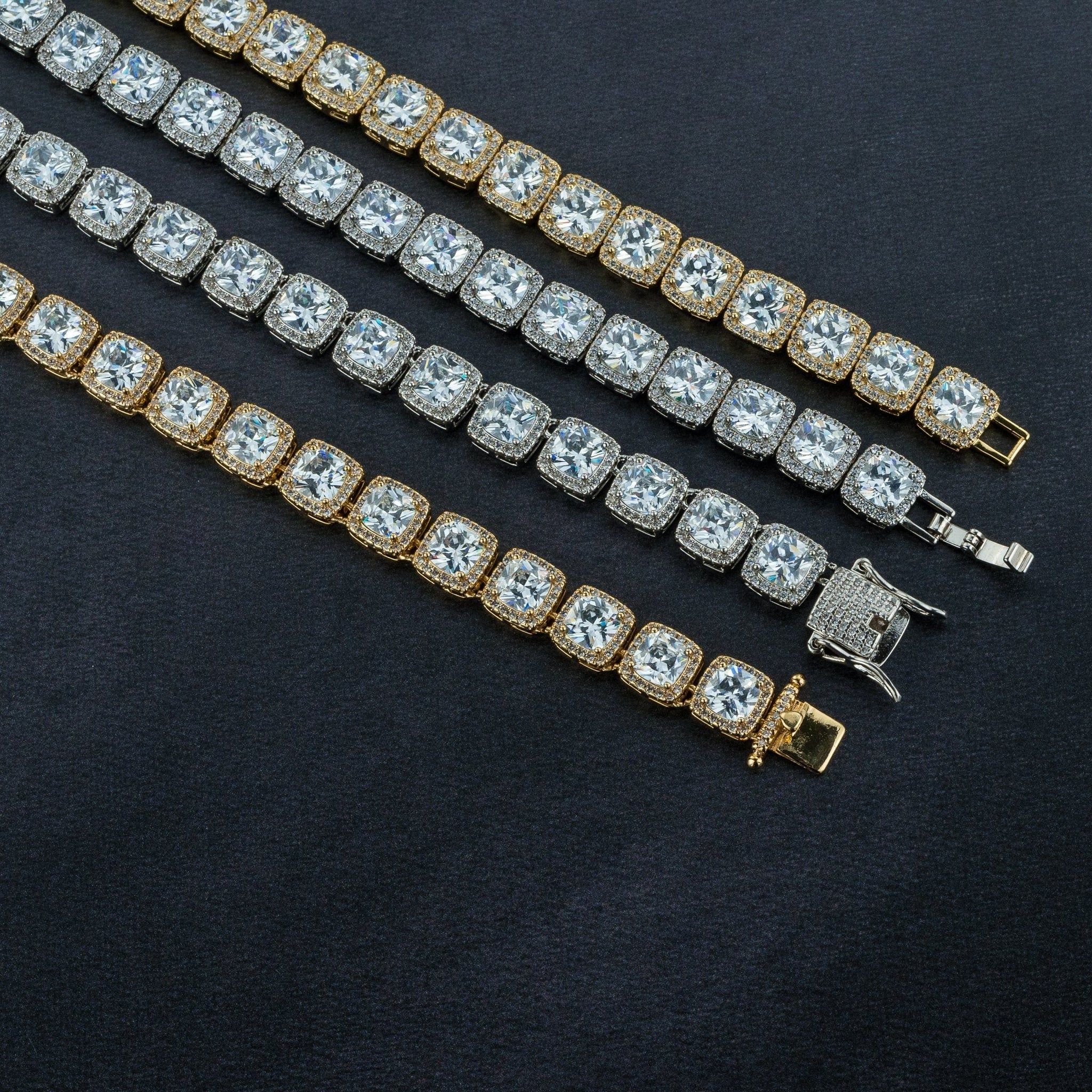 24K Gold 10mm Tennis Chain & Bracelet Bundle luxcitystore 